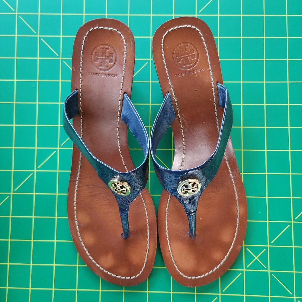 Tory Burch Sandals sz10 CAMERON 50mm Wedge Thong